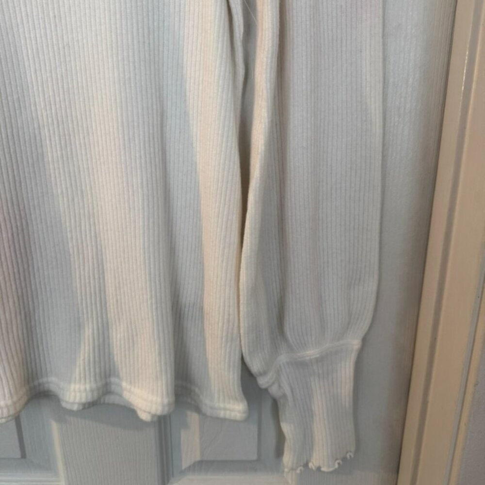 NWOT, Free People Love Struck Turtleneck Ribbed Blouse, White, Size XL - Picture 7 of 16